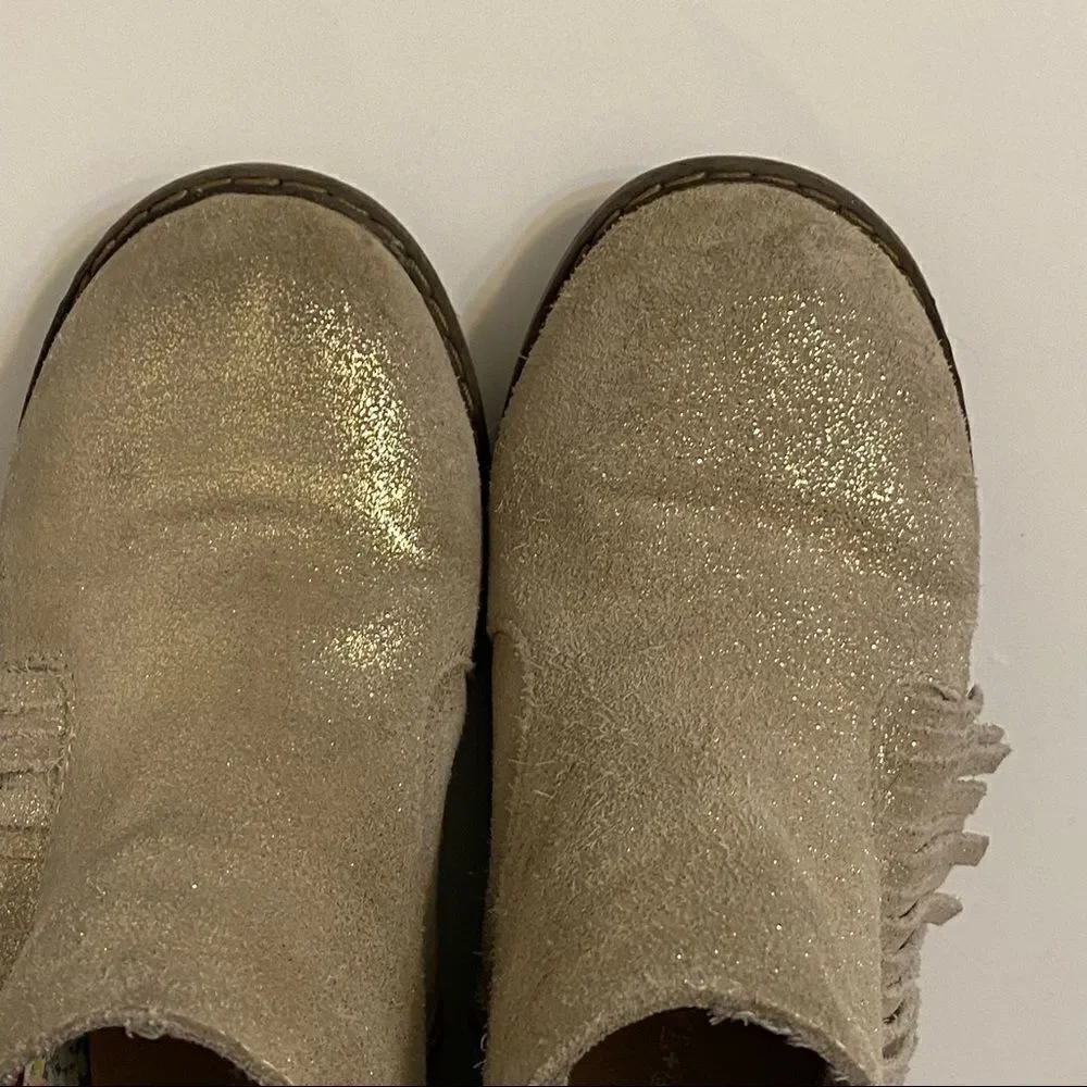 Tucker + Tate Nordstrom Gold Fringe Leather suede Girls zip low Boots 29/US 12